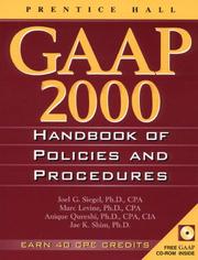 Cover of: Gaap Handbook of Policies and Procedures, 2000