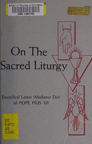 Cover of: On the Sacred Liturgy by Pope Pius XII