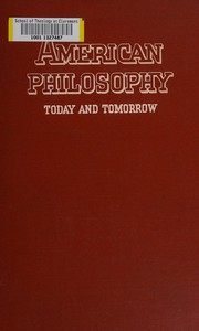 Cover of: American philosophy today and tomorrow