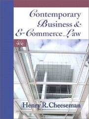 Cover of: Contemporary Business and E-Commerce Law by Henry R. Cheeseman, Henry R. Cheeseman