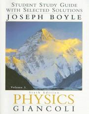 Cover of: Physics: Student Study Guide With Selected Solutions Vol. 1 6th Edition
