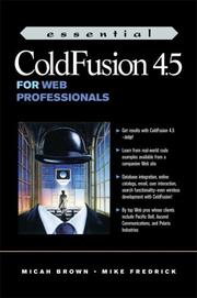 Cover of: Essential ColdFusion 4.5 for Web professionals