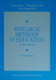 Cover of: Instructor's manual with Testbank for Research Methods in Education An Introduction by William Wiersman