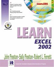 Front cover of Learn Excel 2002 Volume I by John Preston
