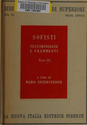 Cover of: Sofisti: Testimonianze e frammenti