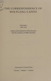 Cover of: The correspondence of Wolfgang Capito by Wolfgang Capito