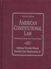 Cover of: American constitutional law by Alpheus Thomas Mason