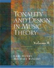 Cover of: Tonality and Design in Music Theory, Volume 2