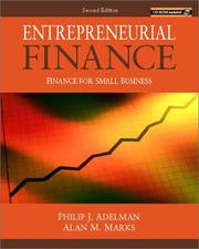 Cover of: Entrepreneurial Finance by Philip J. Adelman, Alan Marks, Alan M. Marks