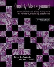 Cover of: Quality Management: Introduction to Total Quality Management for Production, Processing, and Services (4th Edition)
