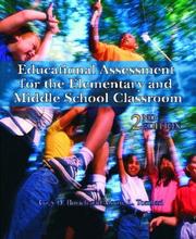 Cover of: Educational assessment for the elementary and middle school classroom by Gary D. Borich