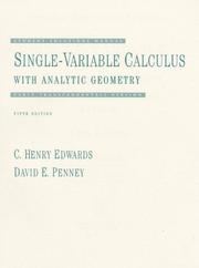 Cover of: Single-Variable Calculus With Analytic Geometry: Student Solutions Manual  by C. H. Edwards, David E. Penney
