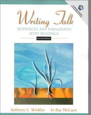Cover of: Writing Talk by Anthony C. Winkler, Joray McCuen, Jo Ray McCuen