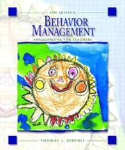 Cover of: Behavior Management by Thomas J. Zirpoli