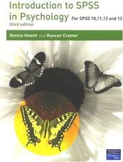 Cover of: Introduction to Spss in Psychology by Dennis Howitt, Duncan Cramer, Dennis Howitt, Duncan Cramer