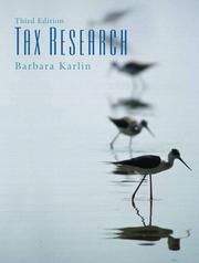 Cover of: Tax research by Barbara H. Karlin