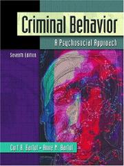 Cover of: Criminal behavior by Curt R. Bartol
