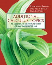 Cover of: Additional calculus topics by Raymond A. Barnett
