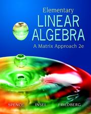 Cover of: Elementary Linear Algebra (2nd Edition) by Lawrence E. Spence, Arnold J. Insel, Stephen H. Friedberg