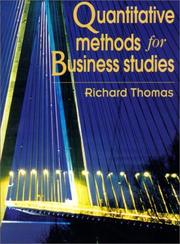 Cover of: Quantitative methods for business studies