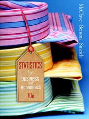 Cover of: Statistics for Business & Economics (10th Edition) by James T. McClave, P. George Benson, Terry Sincich