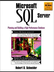 Cover of: Microsoft SQL server: planning and building a high performance database