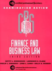 Cover of: Finance and business law | 