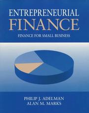 Cover of: Entrepreneurial finance by Philip J. Adelman