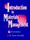 Cover of: Introduction to materials management