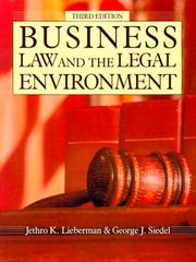 Cover of: Business law and the legal environment