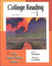 Cover of: College Reading with the Active Critical Thinking Method: Book 1