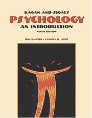 Cover of: Thomson Advantage Books: Kagan and Segal's Psychology by Don Baucum, Carolyn Smith