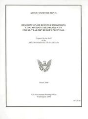 Cover of: Description of Revenue Provisions Contained in the President's FY 2007 Budget Proposal