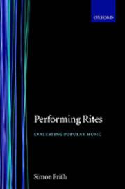 Cover of: Performing Rites by Simon Frith