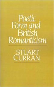 Cover of: Poetic Form and British Romanticism by Stuart Curran
