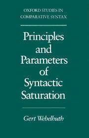 Cover of: Principles and parameters of syntactic saturation by Gert Webelhuth