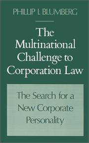 Cover of: The multinational challenge to corporation law: the search for a new corporate personality