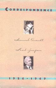 Cover of: Hannah Arendt/Karl Jaspers correspondence, 1926-1969 by Hannah Arendt