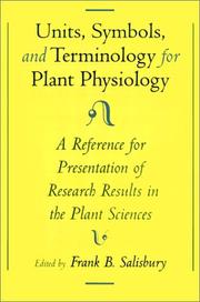 Cover of: Units, Symbols, and Terminology for Plant Physiology: A Reference for Presentation of Research Results in the Plant Sciences