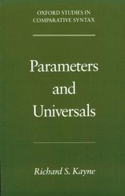 Cover of: Parameters and universals by Richard S. Kayne