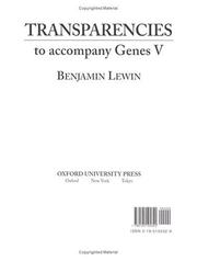 Cover of: Transparencies to Accompany Genes V | Benjamin Lewin