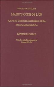 Cover of: Manu's Code of Law by Patrick Olivelle, Suman Olivelle