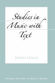 Cover of: Studies in music with text by Lewin, David