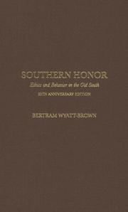 Cover of: Southern Honor by Bertram Wyatt-Brown