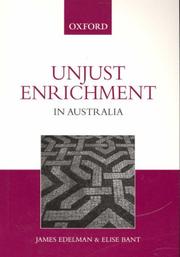 Cover of: Unjust Enrichment in Australia by James Edelman, Elise Bant