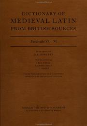 Cover of: Dictionary of Medieval Latin from British Sources: Fascicule VI: M (Dictionary of Medieval Latin from British Sources)