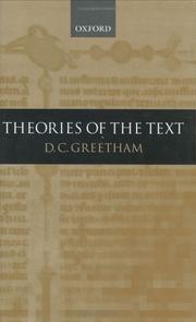 Cover of: Theories of the text by D. C. Greetham