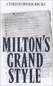Cover of: Milton's Grand Style by Christopher Ricks