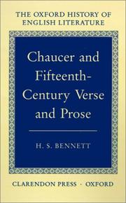 Cover of: Chaucer and Fifteenth-Century Verse and Prose