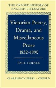 Cover of: Victorian Poetry, Drama, and Miscellaneous Prose 1832-1890